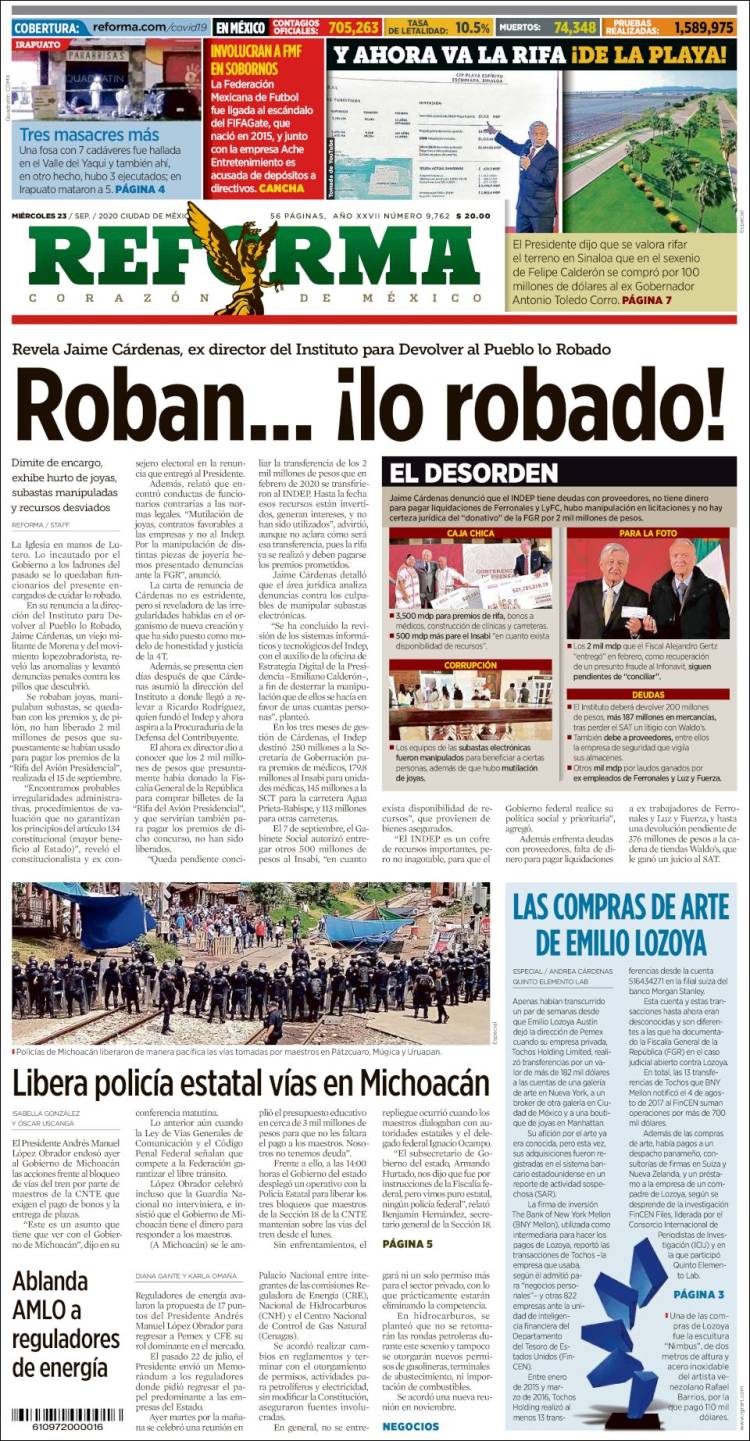 Portada de Reforma (México)