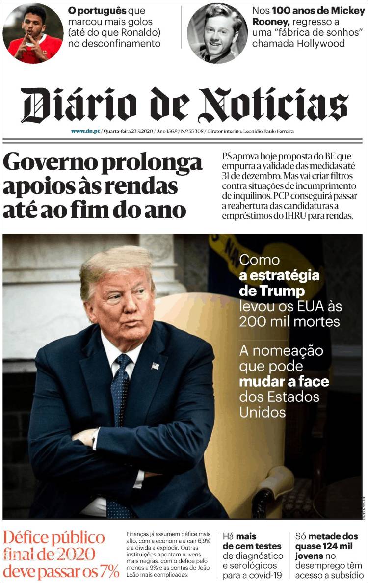 Portada de Diário de Noticias (Portugal)
