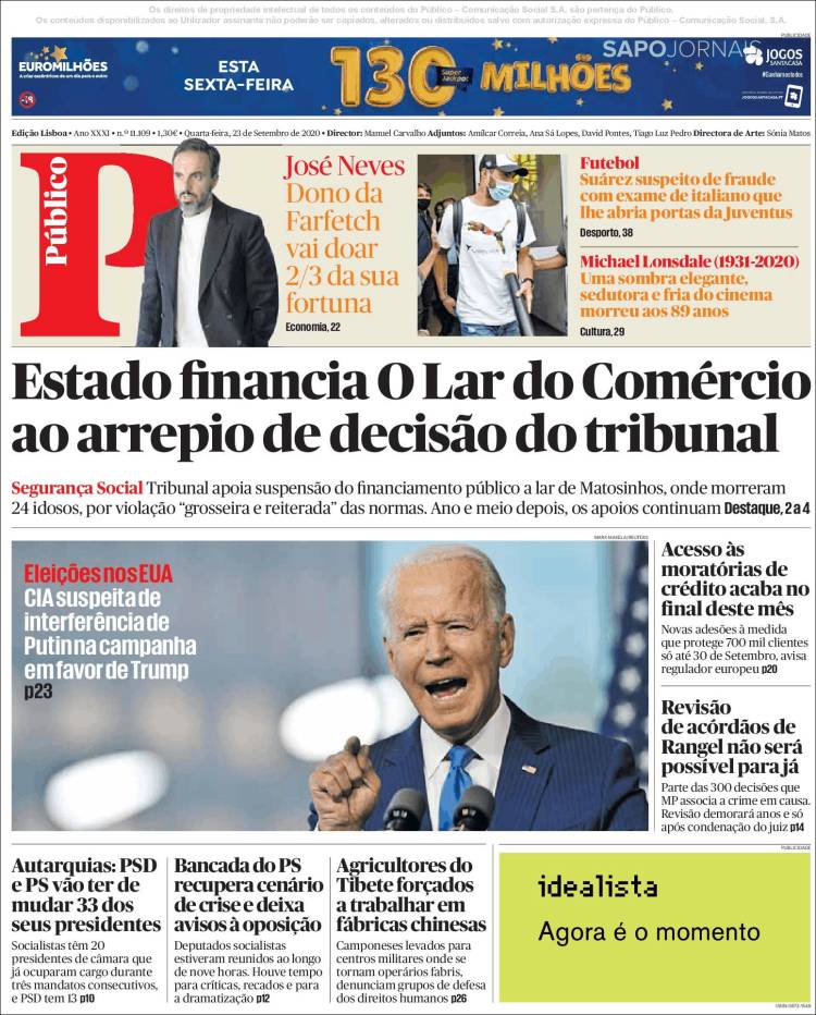 Portada de Público (Portugal)