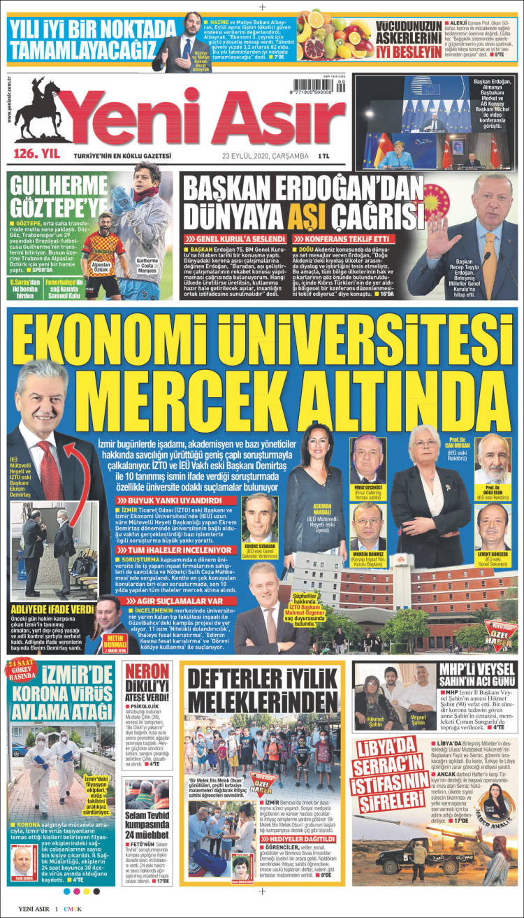 Portada de Yeni Asır (Turqu&iacute;a)