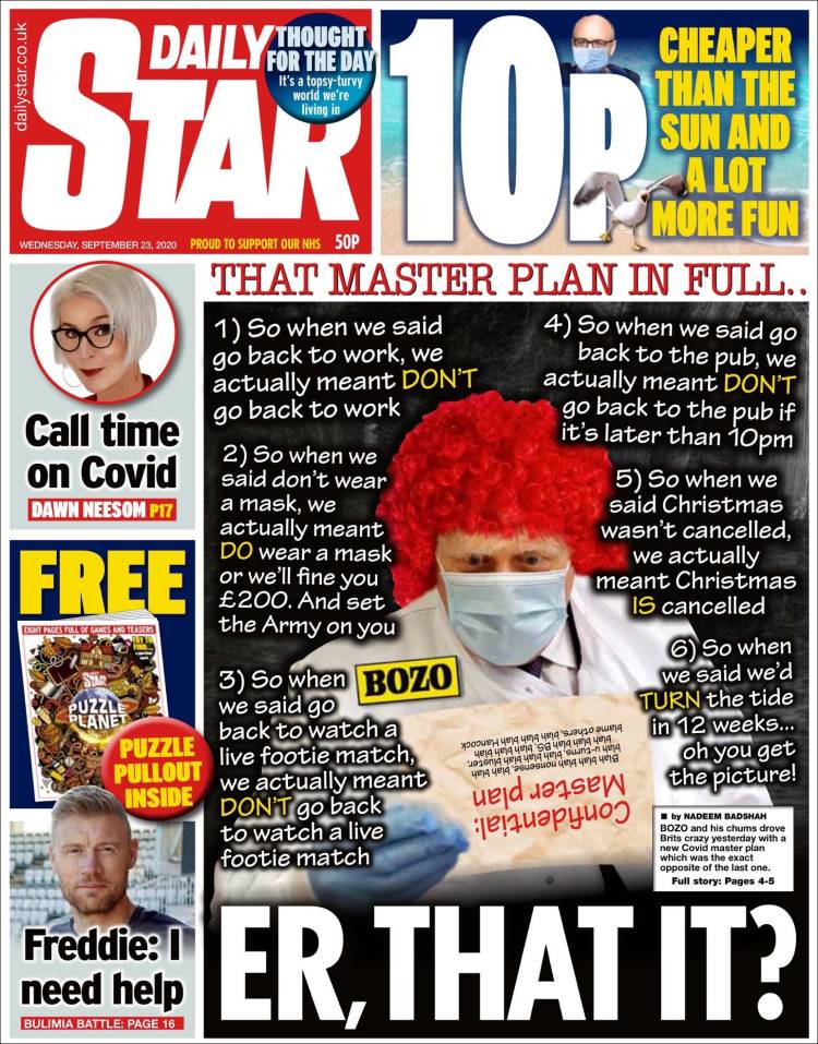 Portada de Daily Star (Reino Unido)