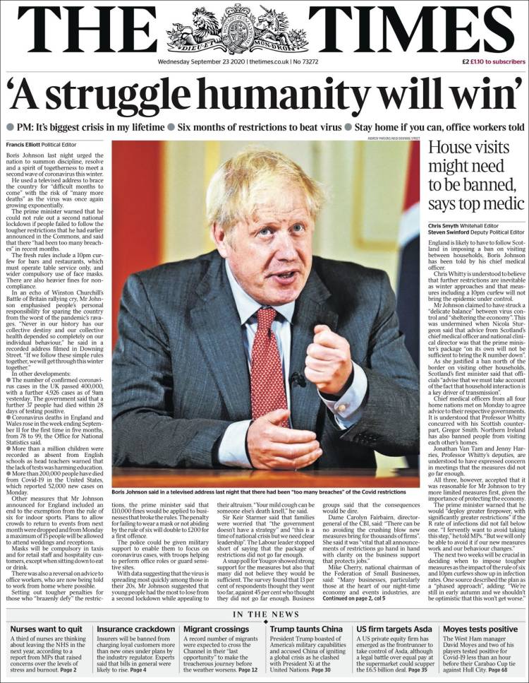 Portada de The Times (Reino Unido)