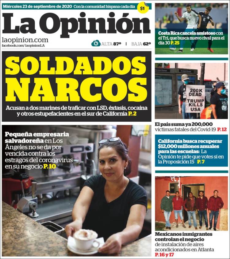 Portada de La Opinión (USA)