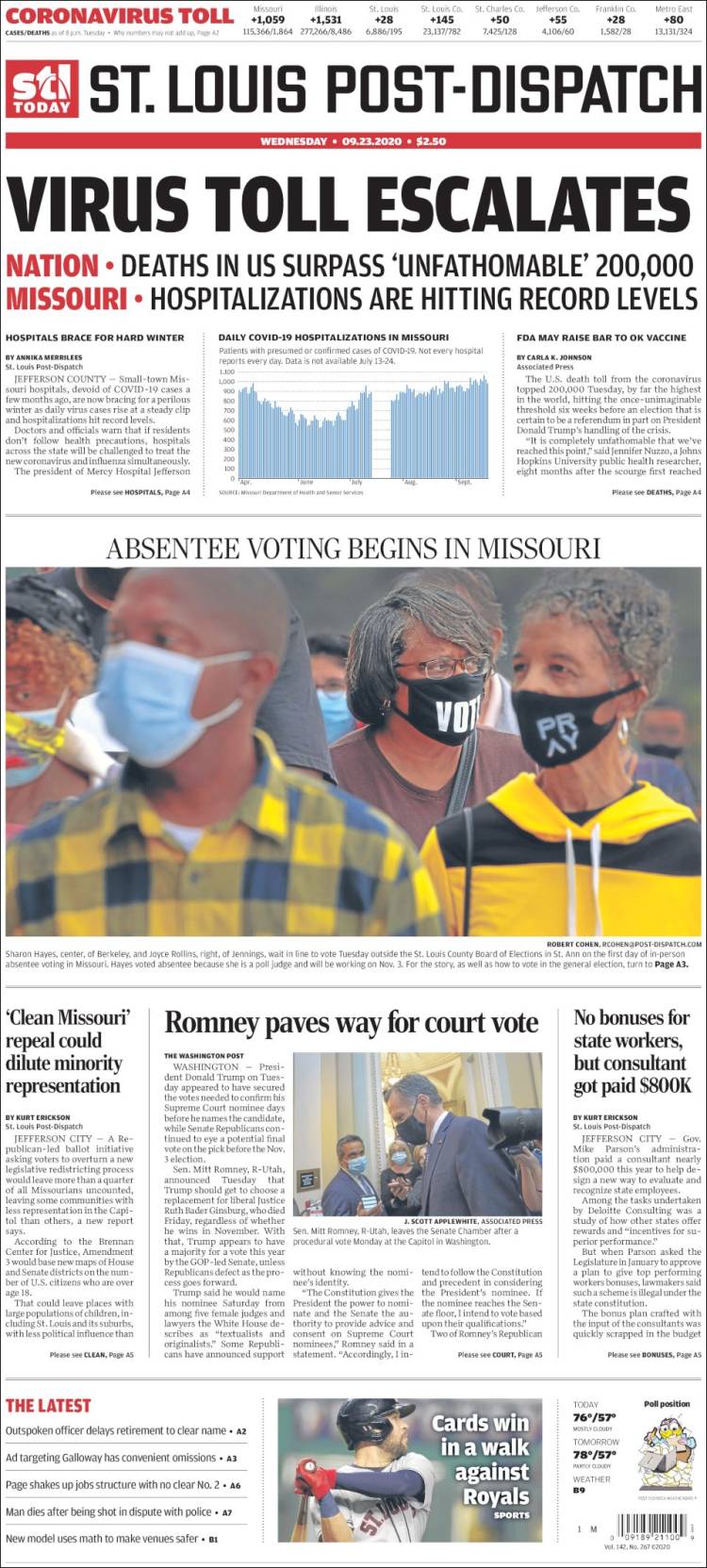 Portada de St. Louis Post-Dispatch (USA)