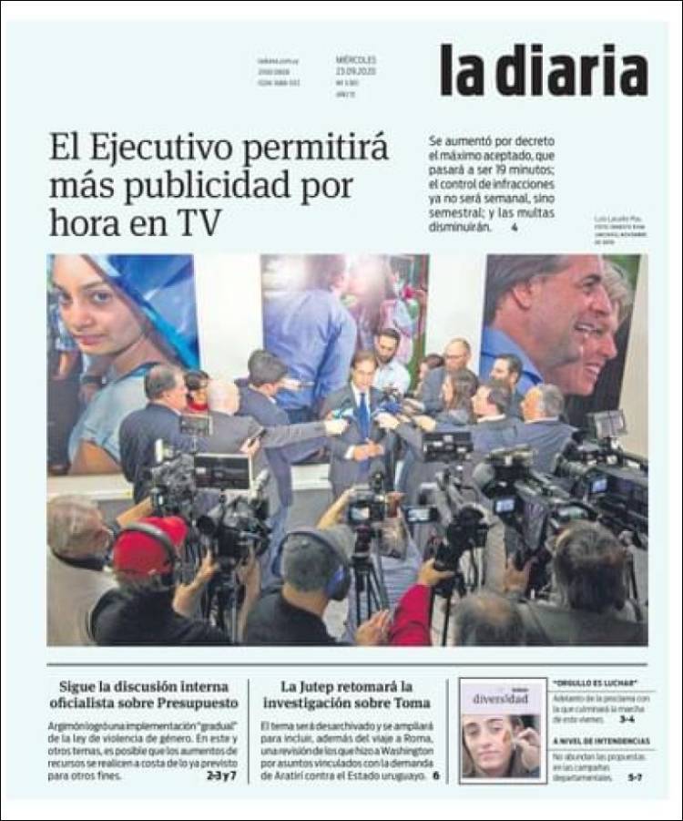 Portada de La Diaria (Uruguay)