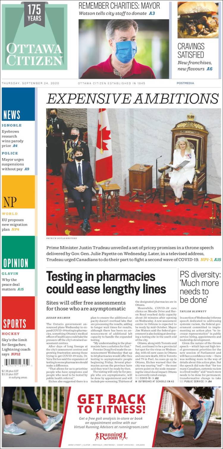 Portada de Ottawa Citizen (Canadá)