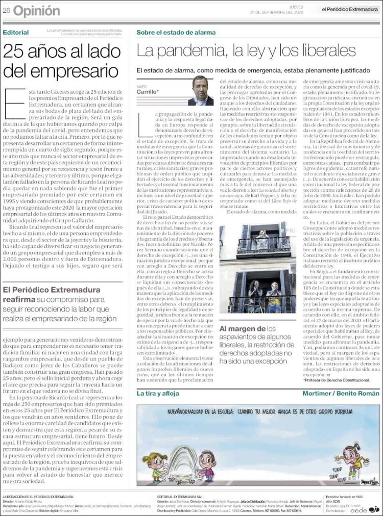 Portada de El Periódico de Extremadura (Espa&ntilde;a)