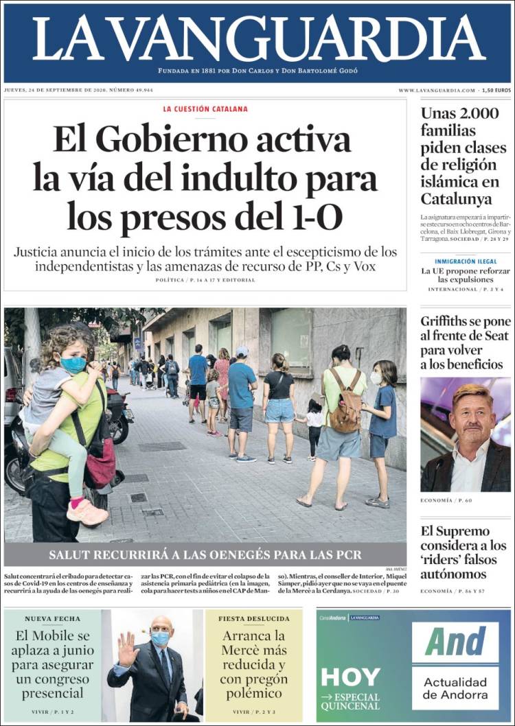 Portada de La Vanguardia (Espa&ntilde;a)