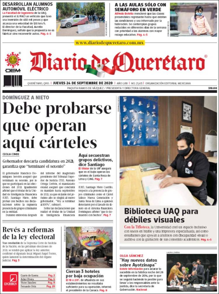 Portada de Diario de Querétaro (M&eacute;xico)