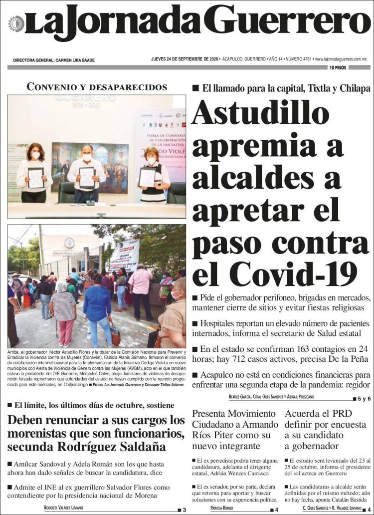 Portada de La Jornada de Guerrero (M&eacute;xico)