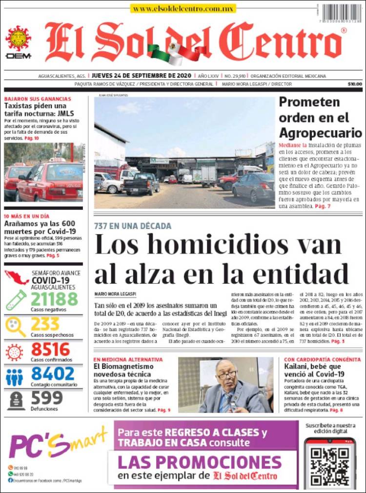 Portada de El Sol del Centro (M&eacute;xico)