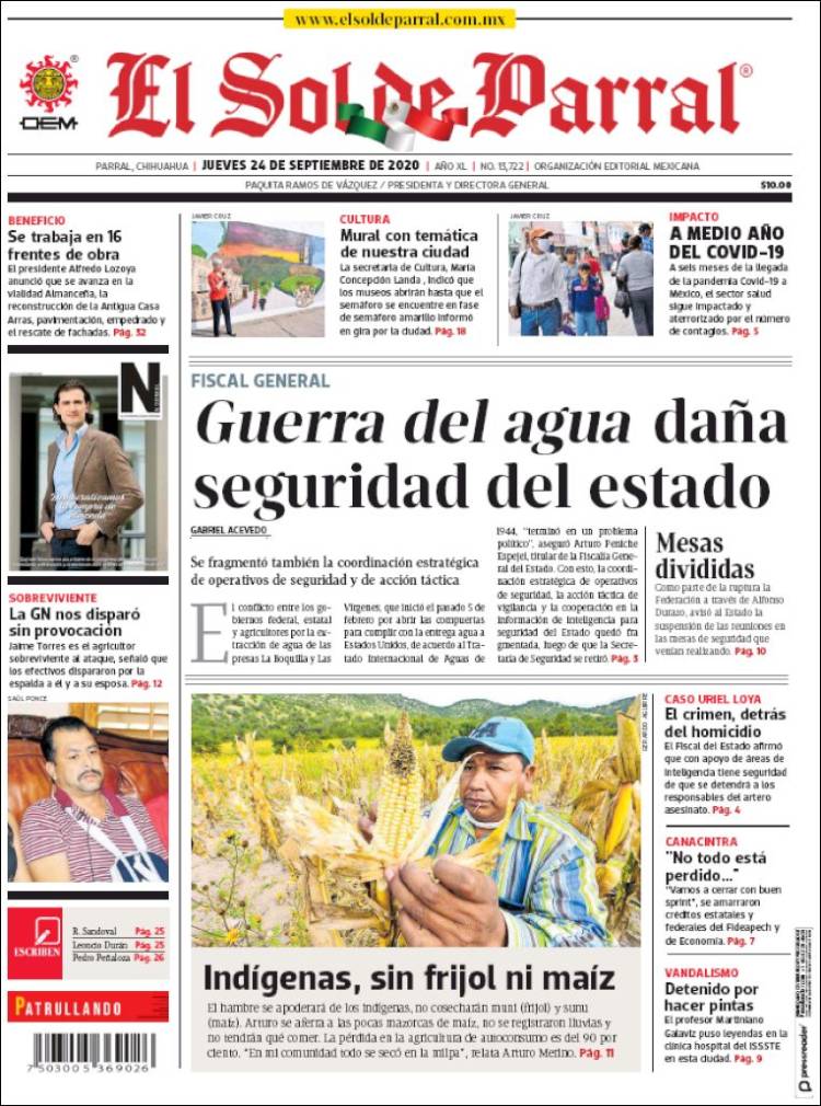 Portada de El Sol de Parral (M&eacute;xico)