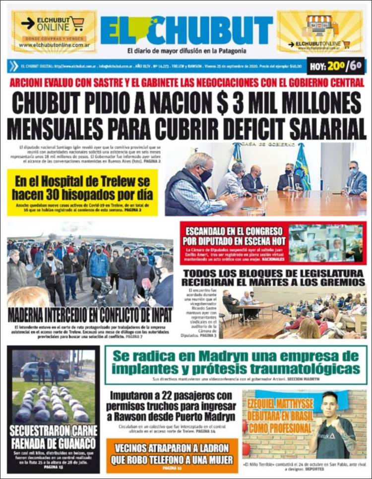 Portada de El Chubut (Argentina)