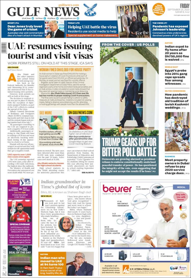 Portada de Gulf News (Asia-Pacific)