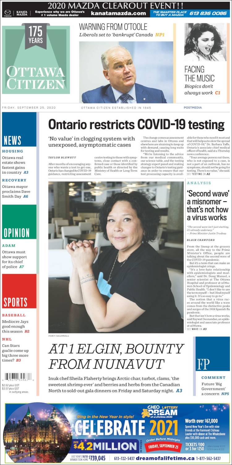 Portada de Ottawa Citizen (Canada)