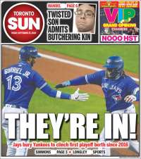 Portada de The Toronto Sun (Canadá)