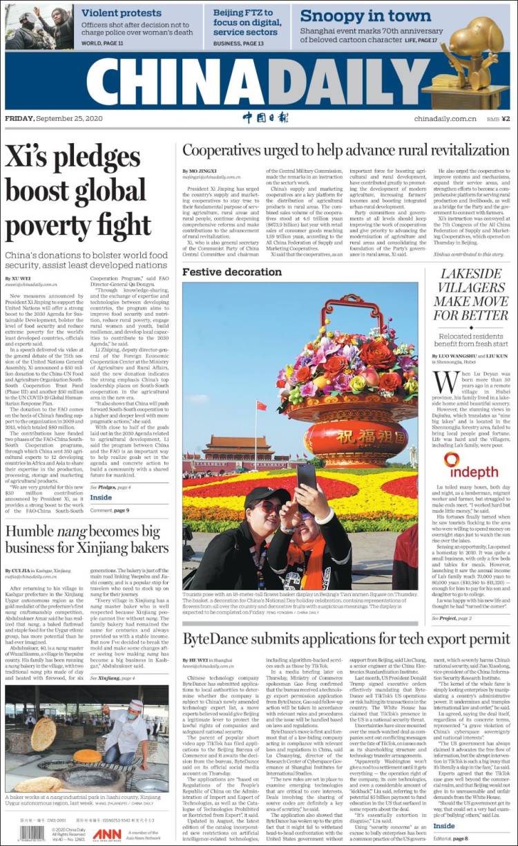 Portada de China Daily (China)
