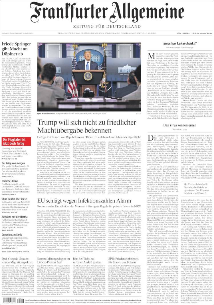 Portada de Frankfurter Allgemeine (Alemania)