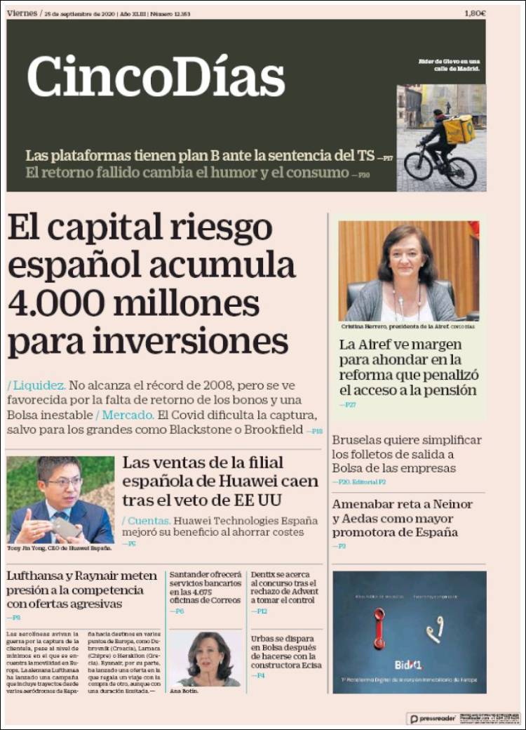 Portada de Cinco Días (Espa&ntilde;a)