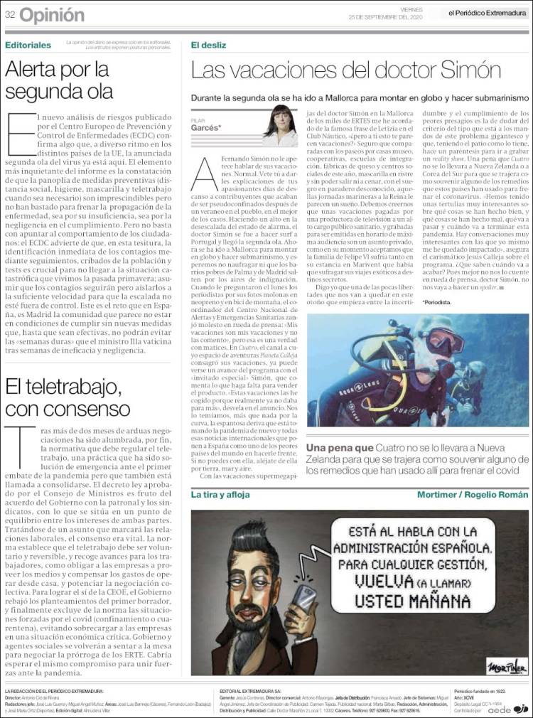 Portada de El Periódico de Extremadura (Espa&ntilde;a)