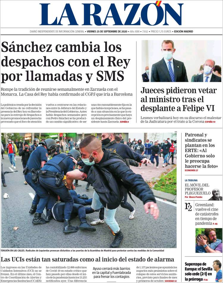 Portada de La Razón (Espa&ntilde;a)