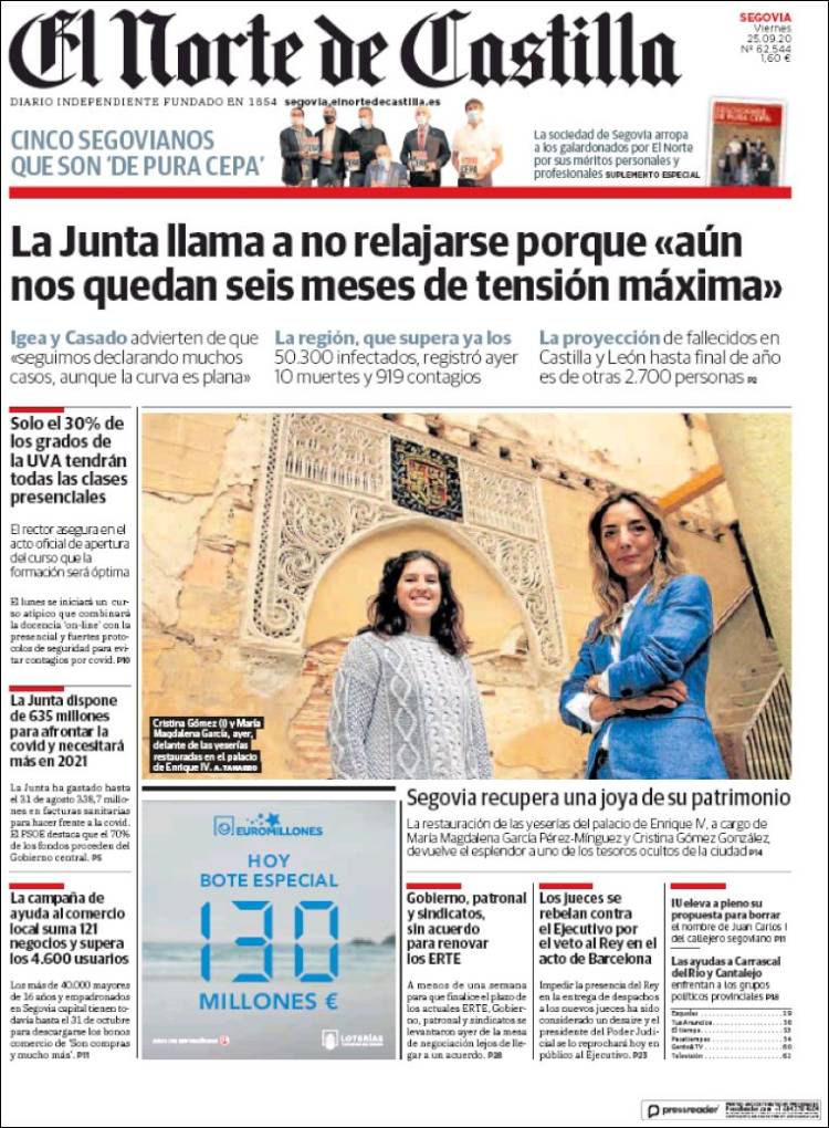 Portada de Norte de Castilla - Segovia (Espa&ntilde;a)