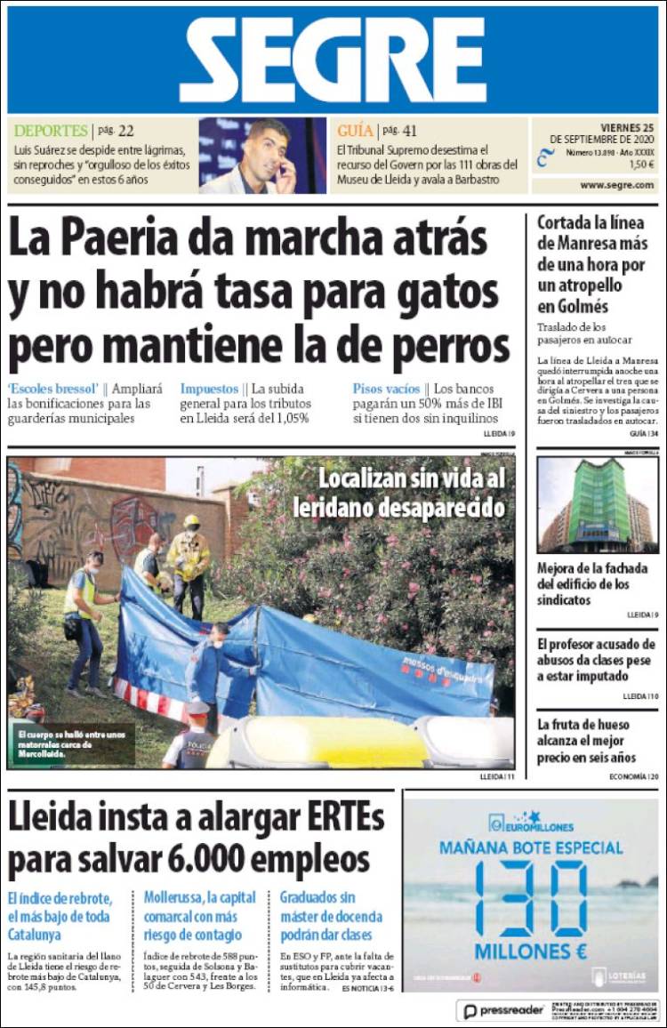 Portada de Segre  (Espa&ntilde;a)