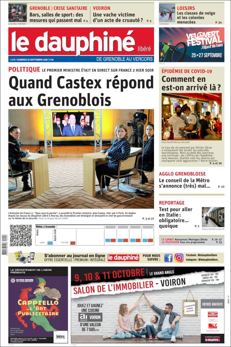Portada de Le Dauphiné Libéré (Francia)