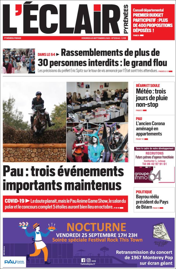 Portada de L'Eclair des Pyrénées (Francia)