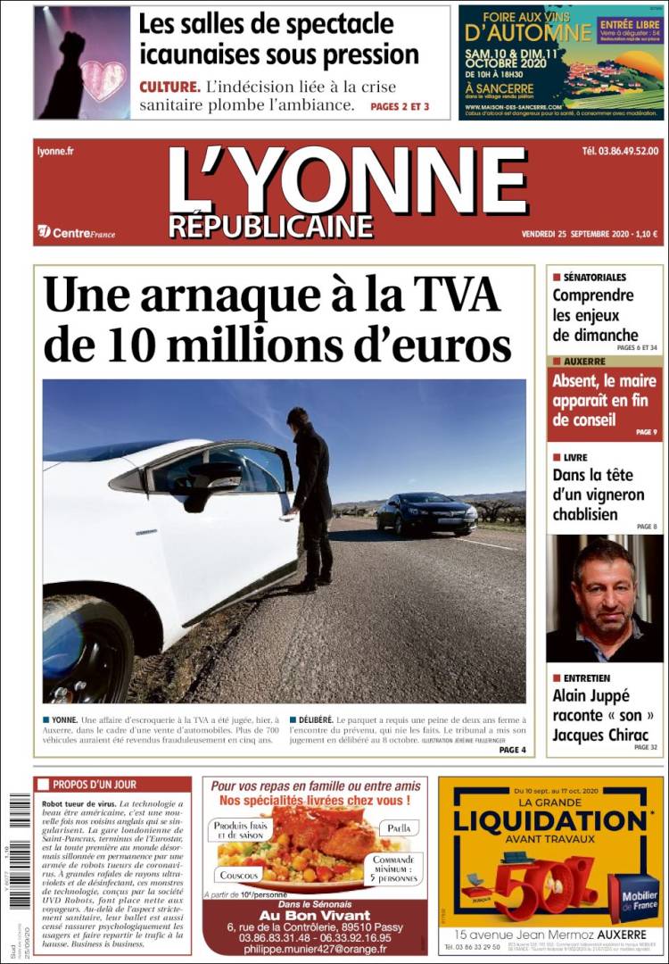 Portada de L'Yonne-Républicaine (Francia)