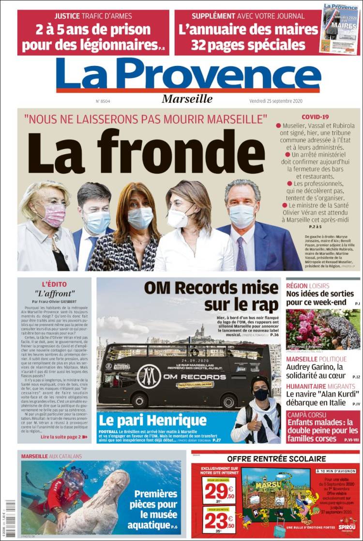 Portada de La Provence (Francia)