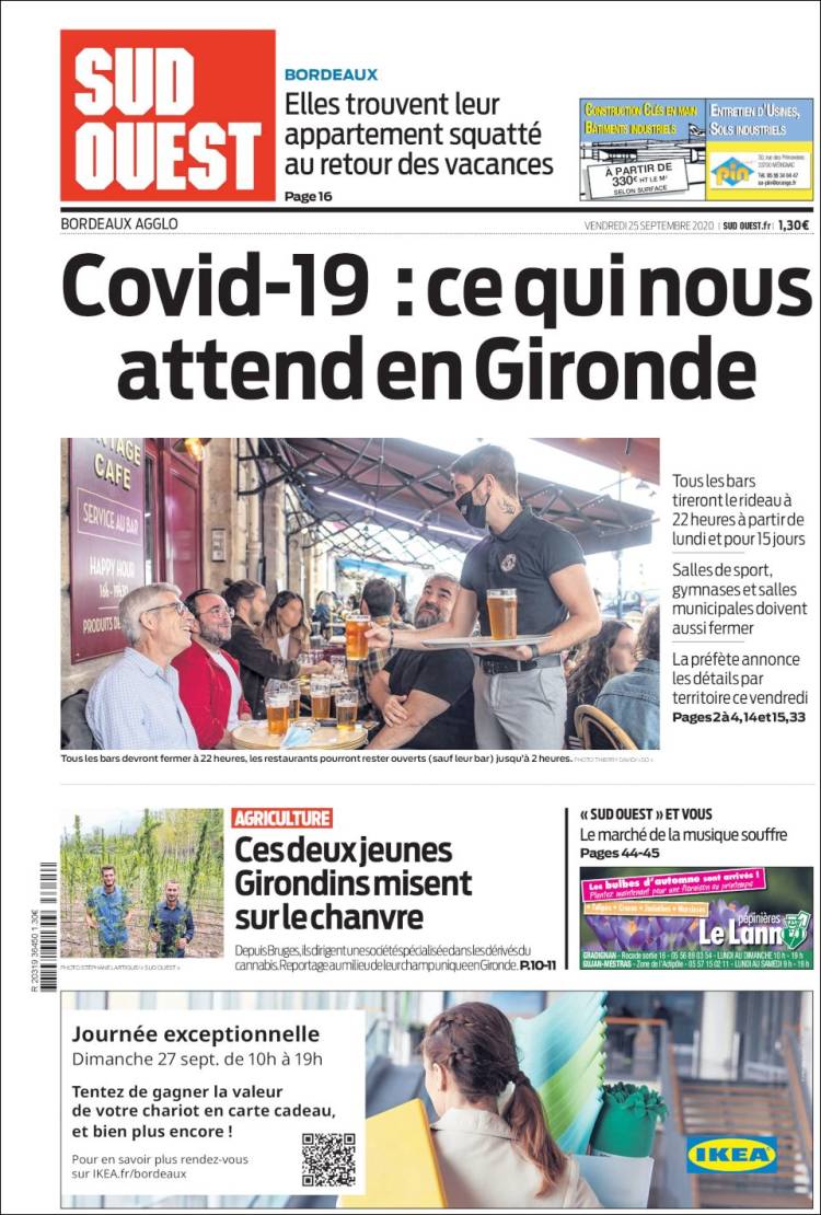 Portada de Sud Ouest (Francia)