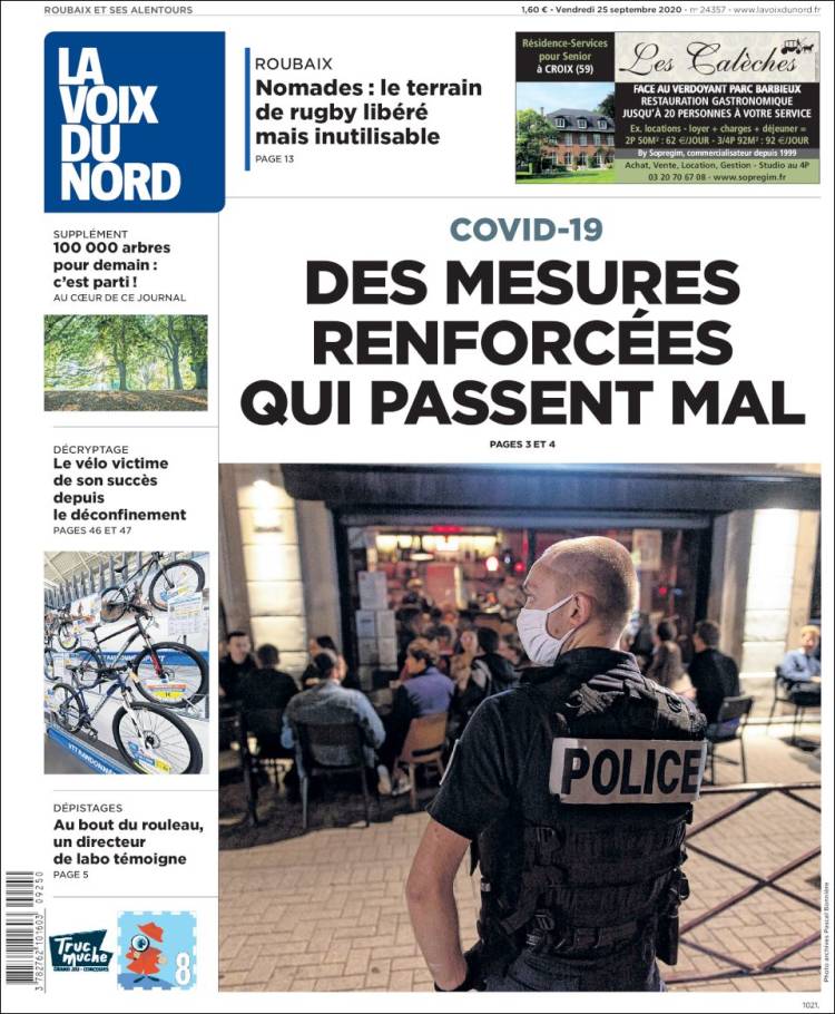 Portada de La Voix du Nord (Francia)
