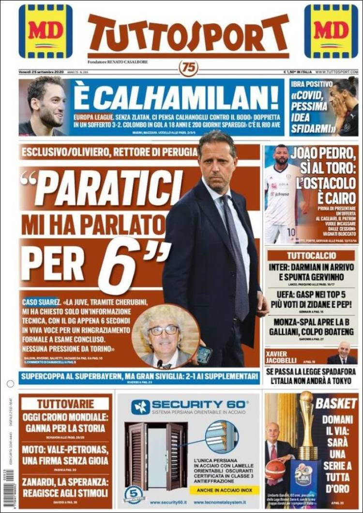 Portada de Tuttosport (Italia)