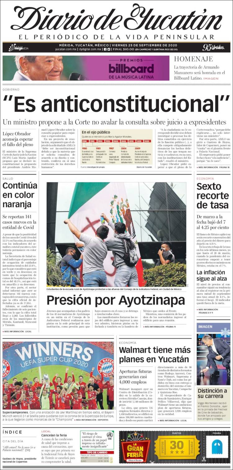 Portada de Diario de Yucatán (México)