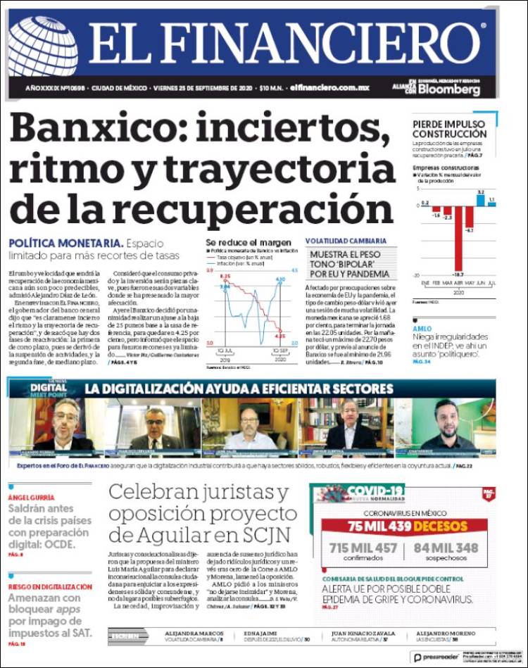 Portada de El Financiero (Mexico)