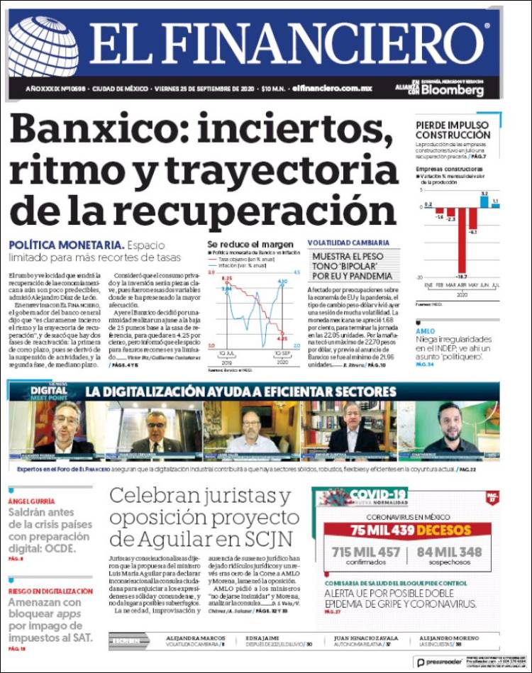 Portada de El Financiero (México)