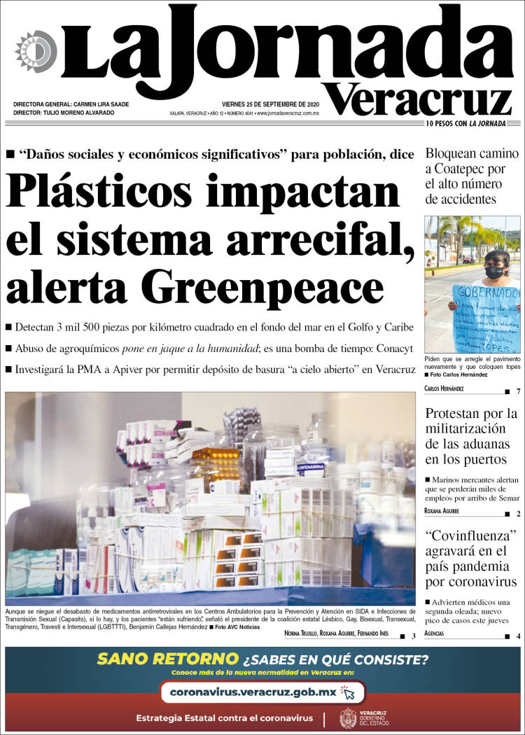 Portada de La Jornada Veracruz (México)