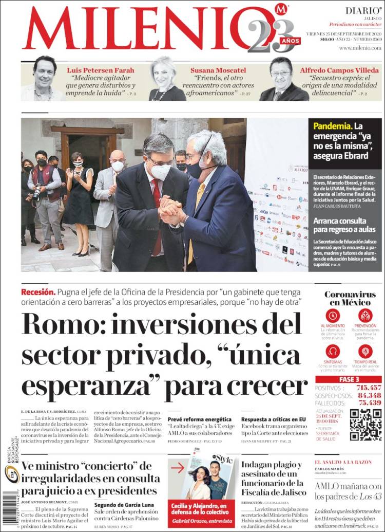 Portada de Milenio - Jalisco (Mexico)