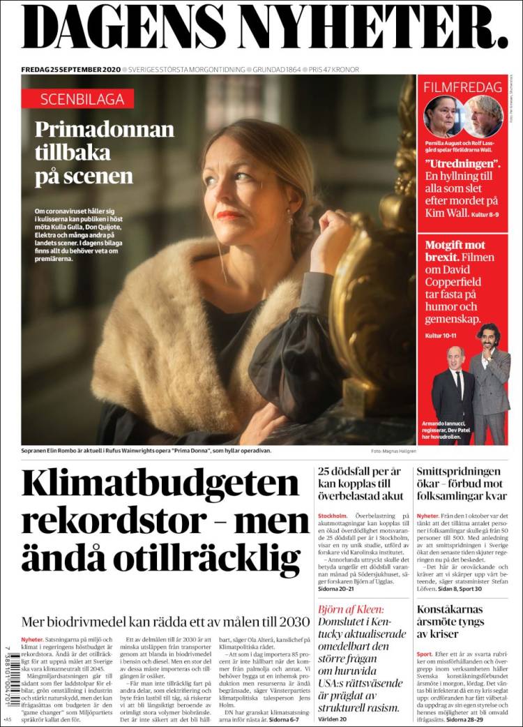 Portada de Dagens Nyheter (Suecia)