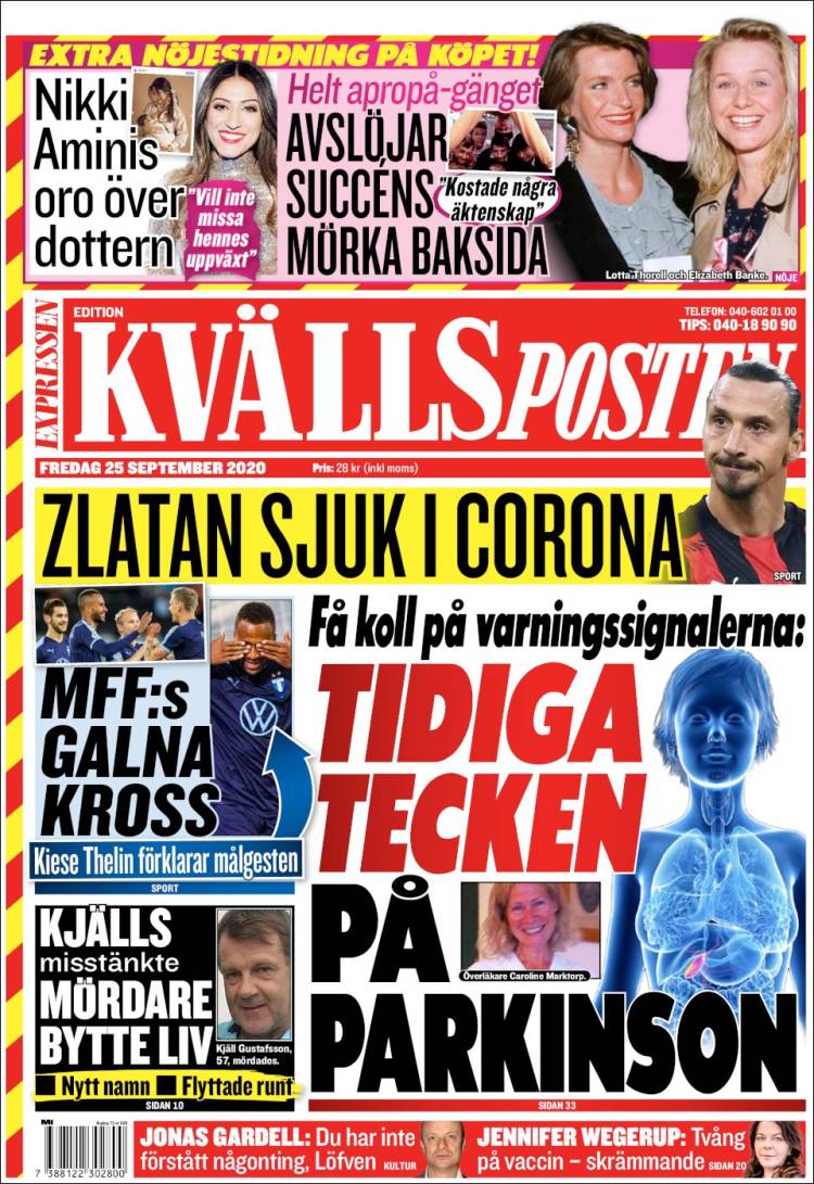 Portada de Kvällsposten (Suecia)