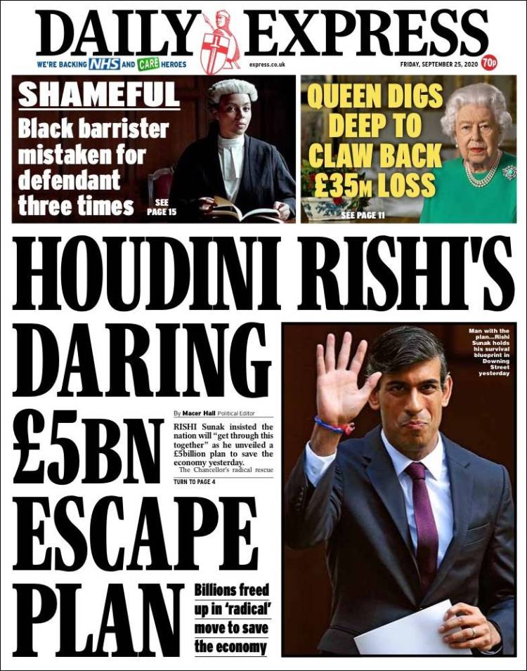 Portada de Daily Express (Reino Unido)