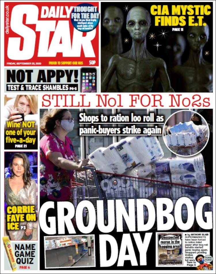 Portada de Daily Star (Reino Unido)