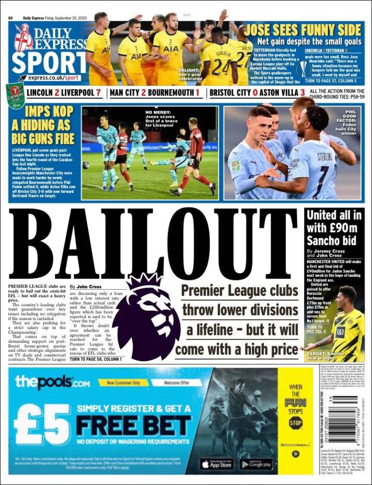 Portada de Express Sport (Reino Unido)