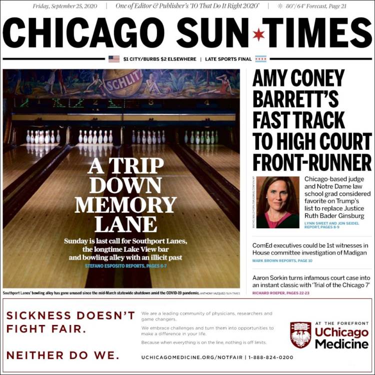 Portada de Chicago Sun-Times (USA)