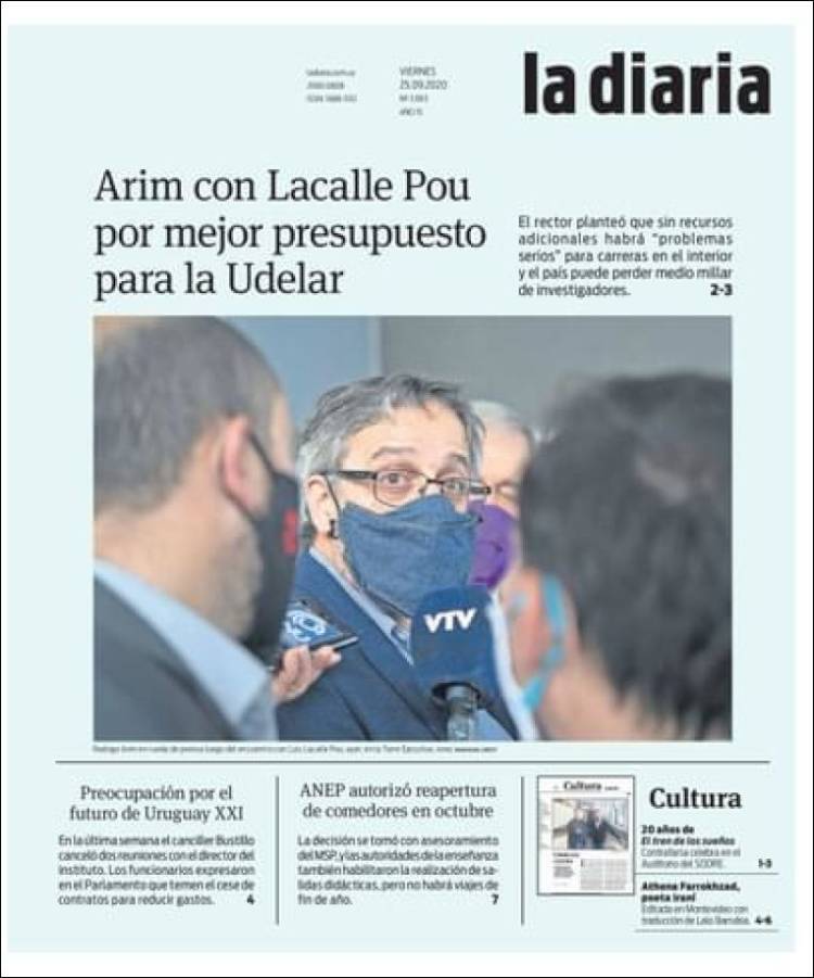 Portada de La Diaria (Uruguay)