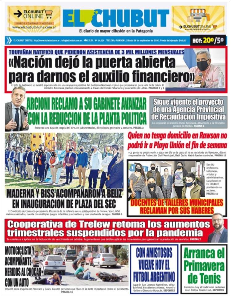 Portada de El Chubut (Argentina)