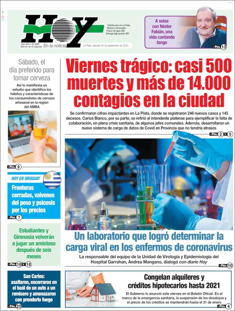 Portada de Diario Hoy (Argentina)