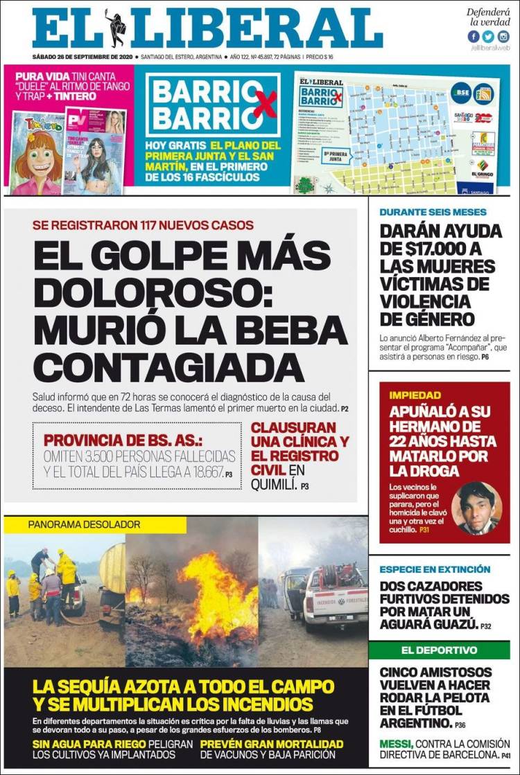 Portada de Diario El Liberal (Argentina)