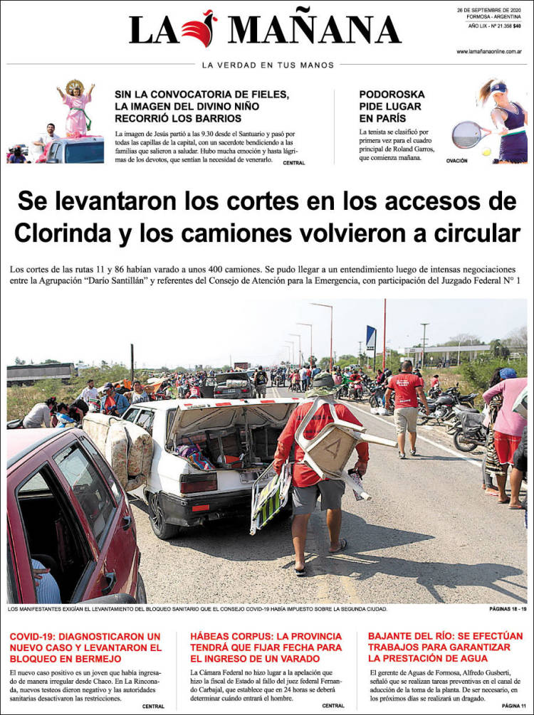 Portada de Diario La Mañana (Argentina)